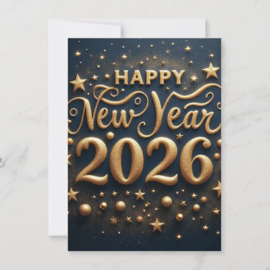 New Year Celebration Card | Wishes black and gold Feestdagenkaart (Voorkant)