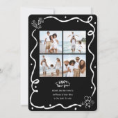New Year Cheer 5 Photo Black White Hand Drawn Fun Feestdagenkaart (Achterkant)