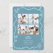 New Year Cheer 5 Photo Turquoise Hand Drawn Sketch Feestdagenkaart (Achterkant)
