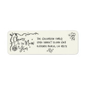 New Year Cheer Black Cream Hand Drawn Fun Address Etiket (Voorkant)