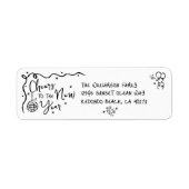 New Year Cheer Black on White Hand Drawn Address Etiket (Voorkant)