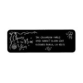 New Year Cheer Black White Hand Drawn Fun Address Etiket (Voorkant)