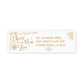 New Year Cheer Gold White Hand Drawn Art Address Etiket (Voorkant)