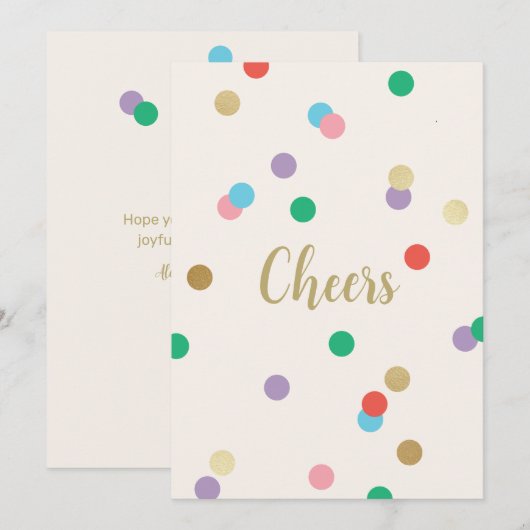 New Year Confetti Cream Greeting Card Kaart (Voorkant / Achterkant)