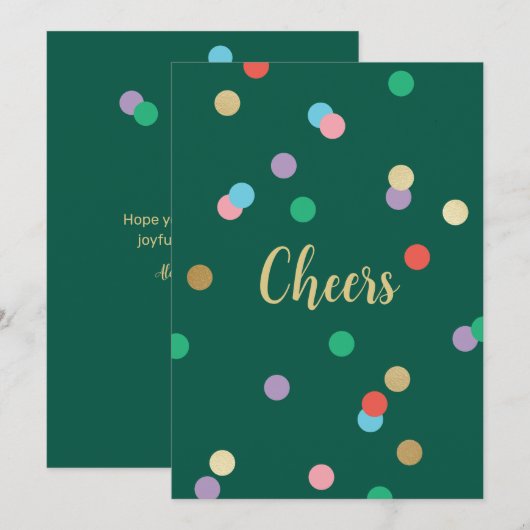 New Year Confetti Evergreen Greeting Card Kaart (Voorkant / Achterkant)