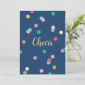 New Year Confetti Midnight Blue Greeting Card Kaart (Staand voorkant)