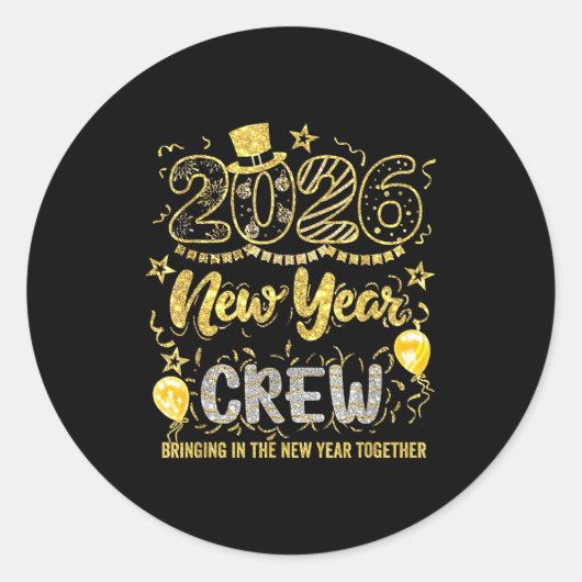 New Year Crew 2026 Family Bringing In The New Year Ronde Sticker (Voorkant)