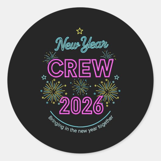 New Year Crew 2026, Family Matching Happy New Year Ronde Sticker (Voorkant)