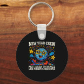 New Year Crew Most Likely To Dance Retro Party  Sleutelhanger (Voorkant)