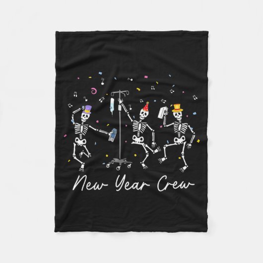 New Year Crew Skeleton Nurse Crew Er Icu New Year  Fleece Deken (Voorkant)
