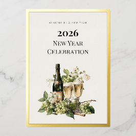 New Year Custom Foil Invitation Card | Elegant Folie Uitnodiging