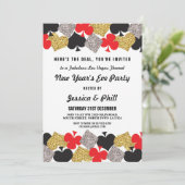 New Year Eve Party Las Vegas Casino Glitter Uitnod Kaart (Staand voorkant)