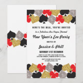 New Year Eve Party Las Vegas Casino Glitter Uitnod Kaart (Voorkant / Achterkant)