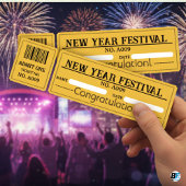 New Year Festival Party Entry Ticket Kaart