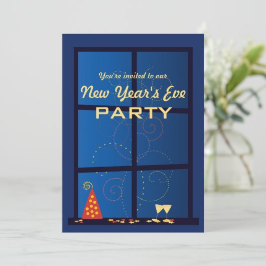 New Year Fireworks Party Kaart (Staand voorkant)