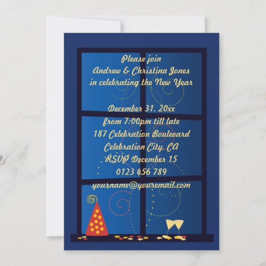 New Year Fireworks Party Kaart (Achterkant)