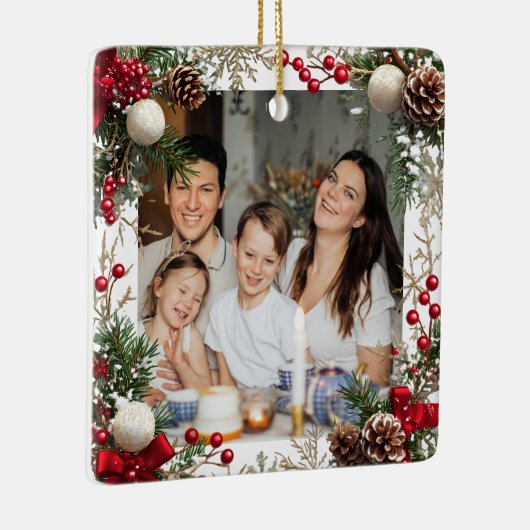 NEW YEAR  Frame with custom Photo Family 2026 Keramisch Ornament (Rechts)