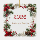 NEW YEAR  Frame with custom Photo Family 2026 Keramisch Ornament (Achterkant)