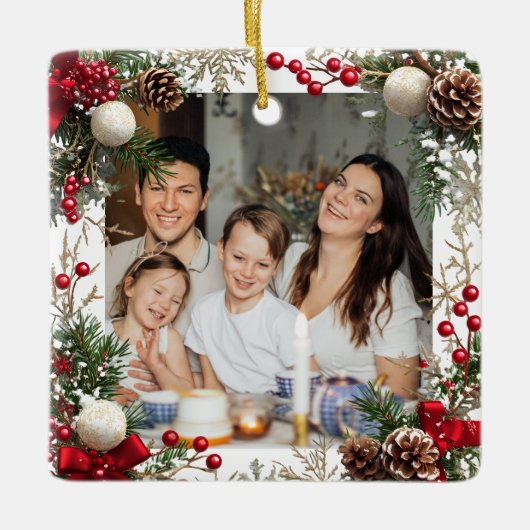 NEW YEAR  Frame with custom Photo Family 2026 Keramisch Ornament (Voorkant)