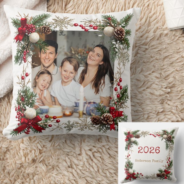 NEW YEAR  Frame with custom Photo Family 2026 Kussen (Creator heeft geüpload)