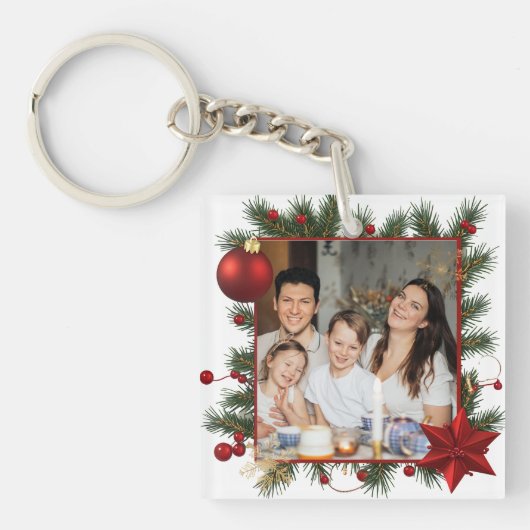 New year Frame with Red Star  Photo Family 2026 Sleutelhanger (voorkant)