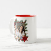 NEW YEAR  Frame with Red Star  Photo Family 2026 Tweekleurige Koffiemok (Voorkant links)