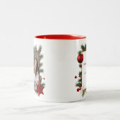 NEW YEAR  Frame with Red Star  Photo Family 2026 Tweekleurige Koffiemok (Center)