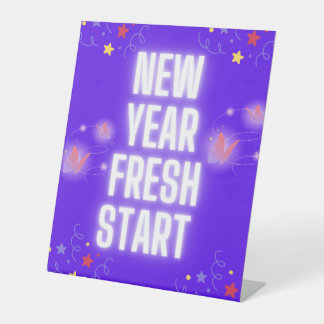 New year Fresh start Reclamebord Met Voetstuk