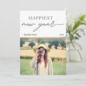 New Year Gold Photo Simple Holiday Card (Staand voorkant)