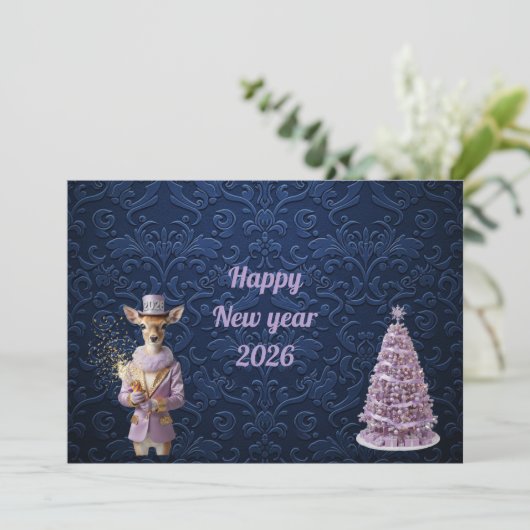 New year greeting lol dog kaart (Staand voorkant)