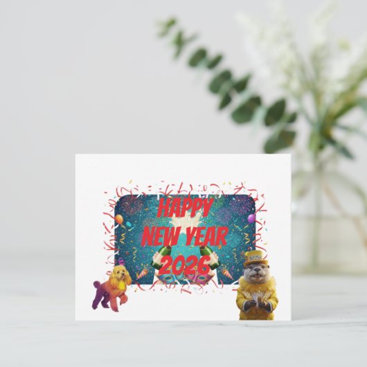 New year greeting lol feestdagenkaart (Staand voorkant)