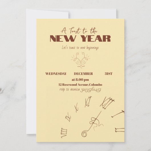 New Year Invitation Kaart (Voorkant)
