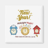 New Year Midnight Magic Time Telling Game Magnet (Voorkant)