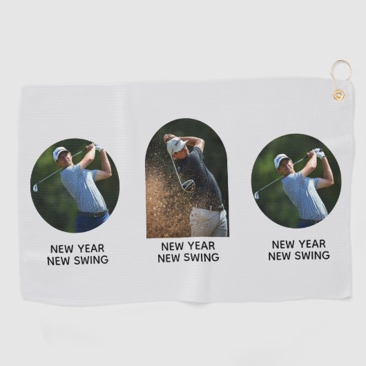 New Year motivational custom add your own photo Golfhanddoek (Horizontaal)