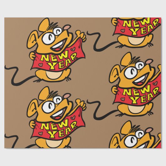 New Year Mouse Cadeaupapier (Vlak)