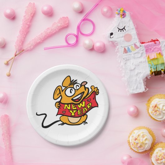 New Year Mouse Papieren Bordje (Feest)