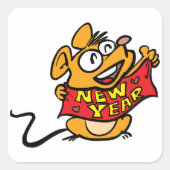 New Year Mouse Vierkante Sticker (Voorkant)
