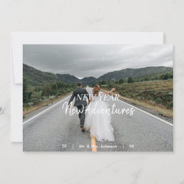 New Year New Adventures | Newlywed Photo Flat Feestdagenkaart