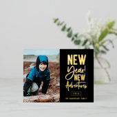 New Year New Adventures Photo Folie Feestdagen Briefkaart (Staand Voorkant)