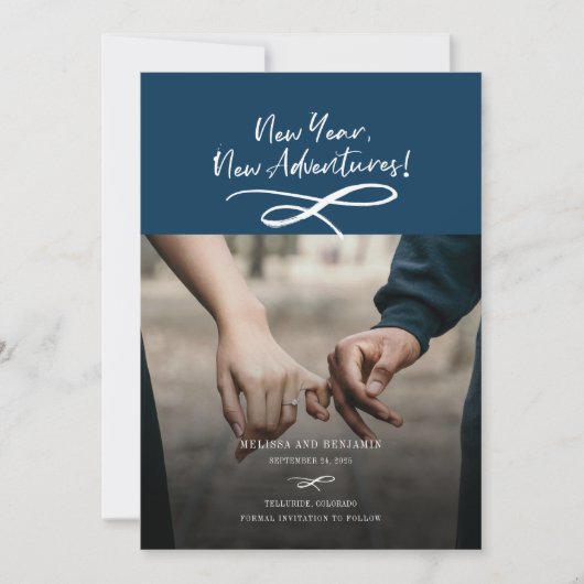 New Year New Adventures Photo Save The Date (Voorkant)