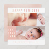 NEW YEAR, NEW BABY-BLUSH FEESTDAGENKAART (Voorkant / Achterkant)