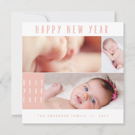 NEW YEAR, NEW BABY-BLUSH FEESTDAGENKAART (Voorkant)