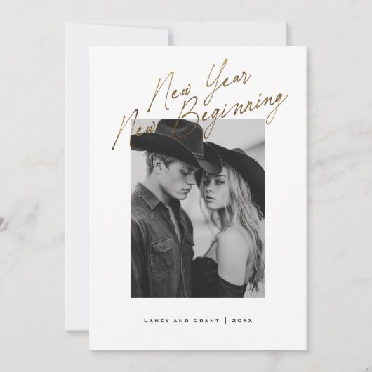 New Year New Beginning Holiday Engagement Design Feestdagenkaart (Voorkant)