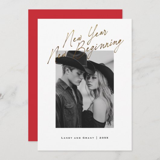 New Year New Beginning Holiday Engagement Design Feestdagenkaart (Voorkant / Achterkant)