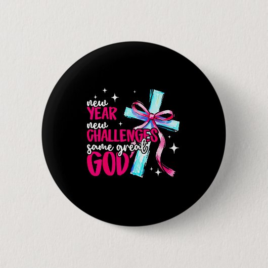 New Year New Challenges Sam Great God Christian Ne Ronde Button 5,7 Cm (Voorkant)