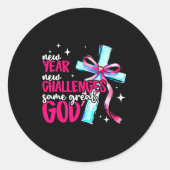 New Year New Challenges Sam Great God Christian Ne Ronde Sticker (Voorkant)