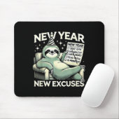 New Year New Excuses Funny Lazy Sloth New Year Res Muismat (Met muis)