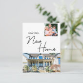 New Year New Home Family Foto en House Holiday C Feestdagenkaart (Staand voorkant)