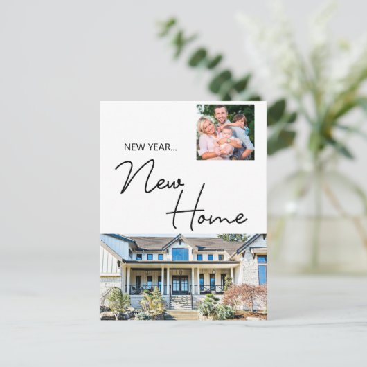New Year New Home Family Foto en House Holiday C Feestdagenkaart (Staand voorkant)