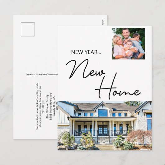 New Year New Home Family Foto en House Holiday C Feestdagenkaart (Voorkant / Achterkant)